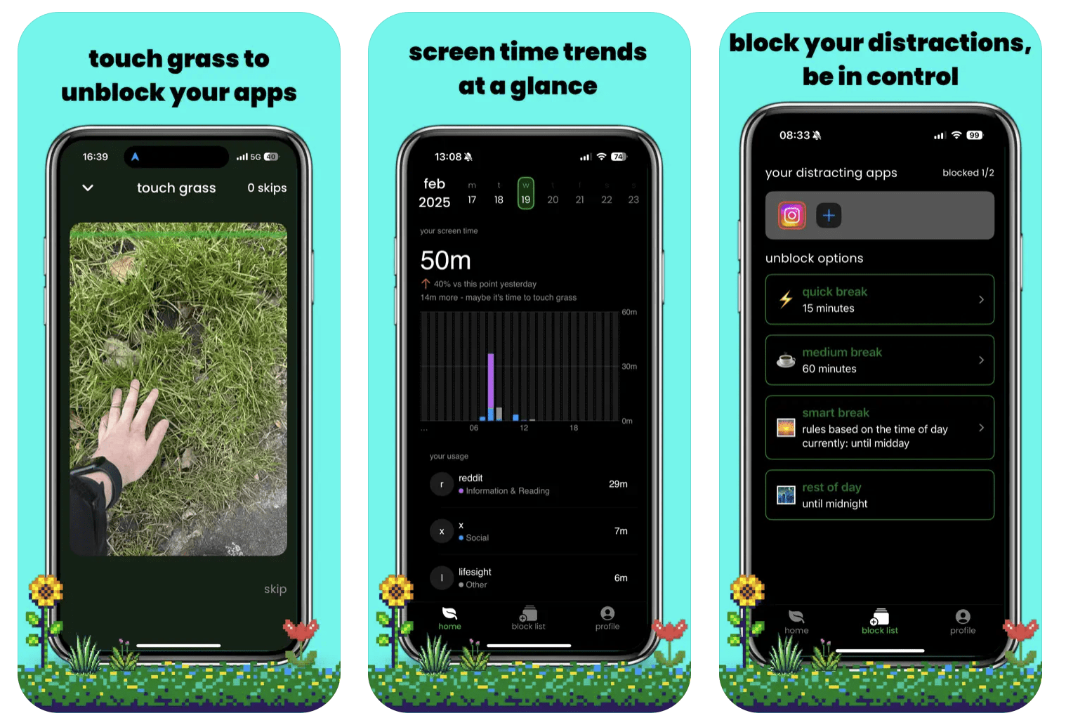 Aplikacja na iOSa o nazwie „Touch Grass” ogranicza czas spędzany przed ekranem, zachęcając do… dotknięcia trawy