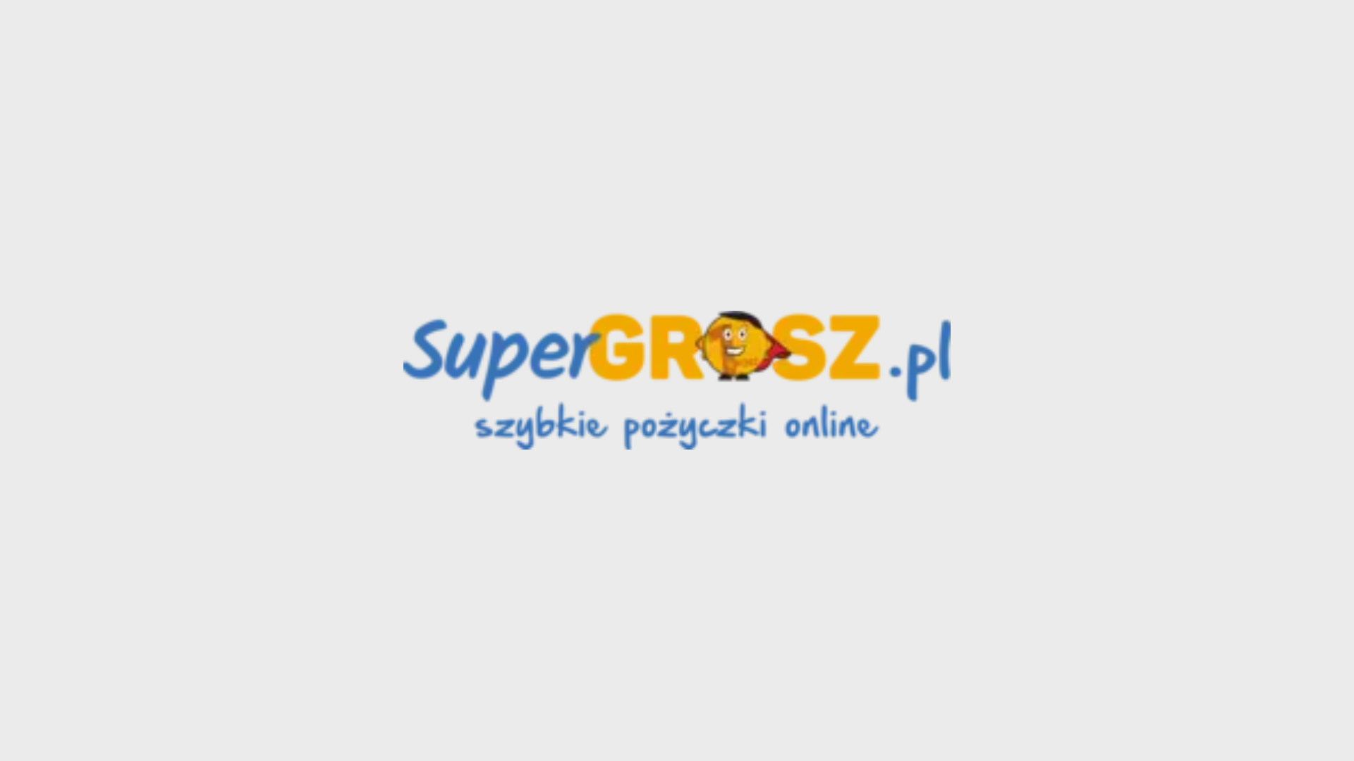 Logotyp serwisu supergrosz.pl z hasłem reklamowym „szybkie pożyczki online” na bardzo jasnym tle.
