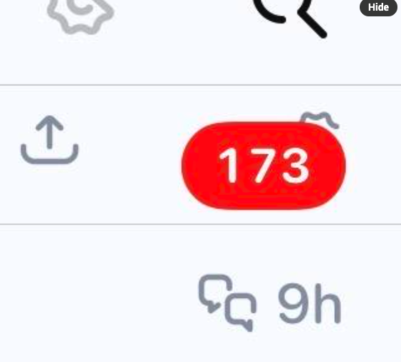 173 nieprzeczytanych powiadomień w aplikacji Ivory